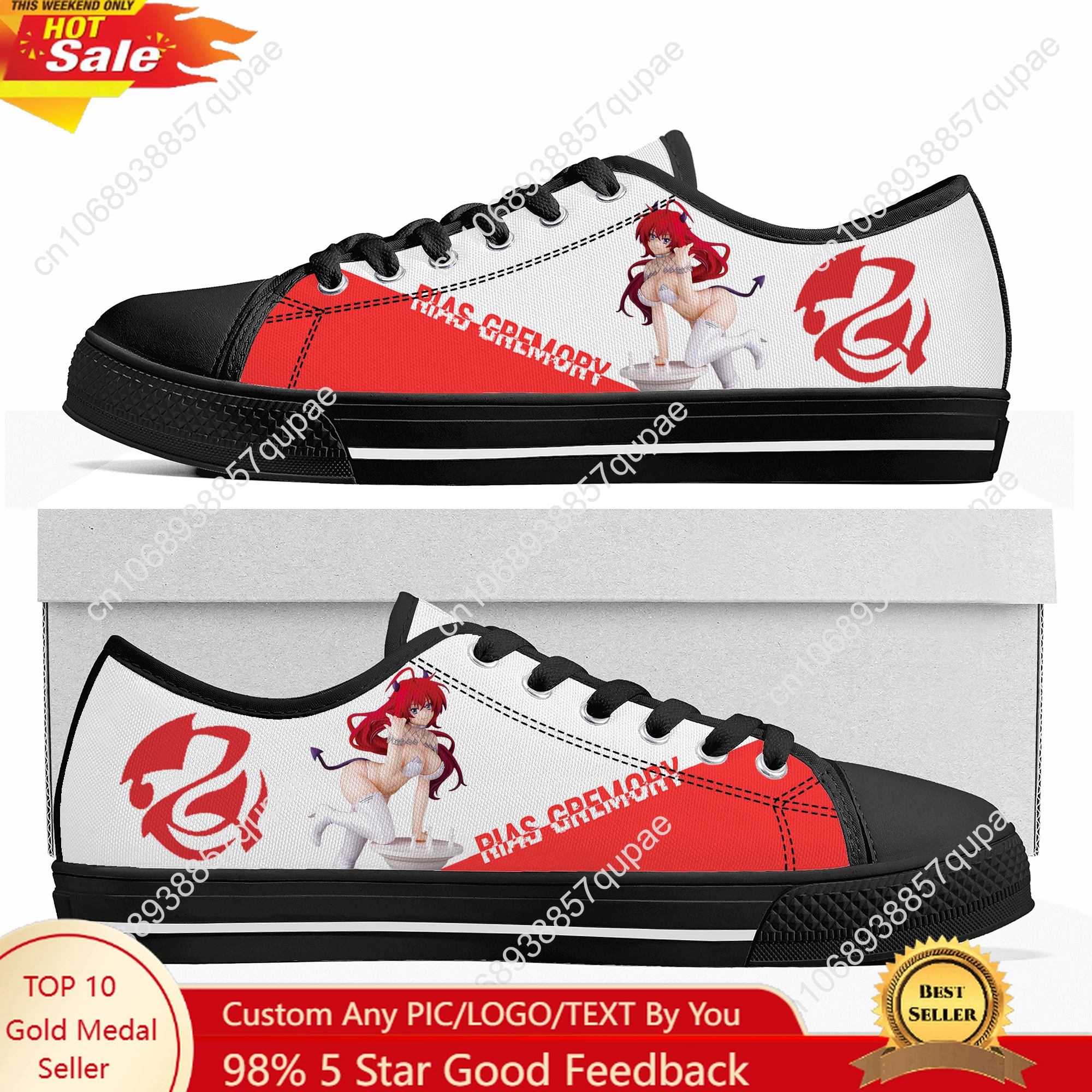 

High School DxD Rias Gremory Low Top High Quality Sneakers Mens Womens Teenager Canvas Sneaker Casual Couple Travel Shoes
