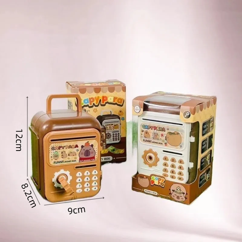 Boîte d'épargne ATM pour enfants, tirelire sécurisée par empreinte digitale, grande coffre-fort pour pièces de monnaie et espèces avec verrouillage par mot de passe