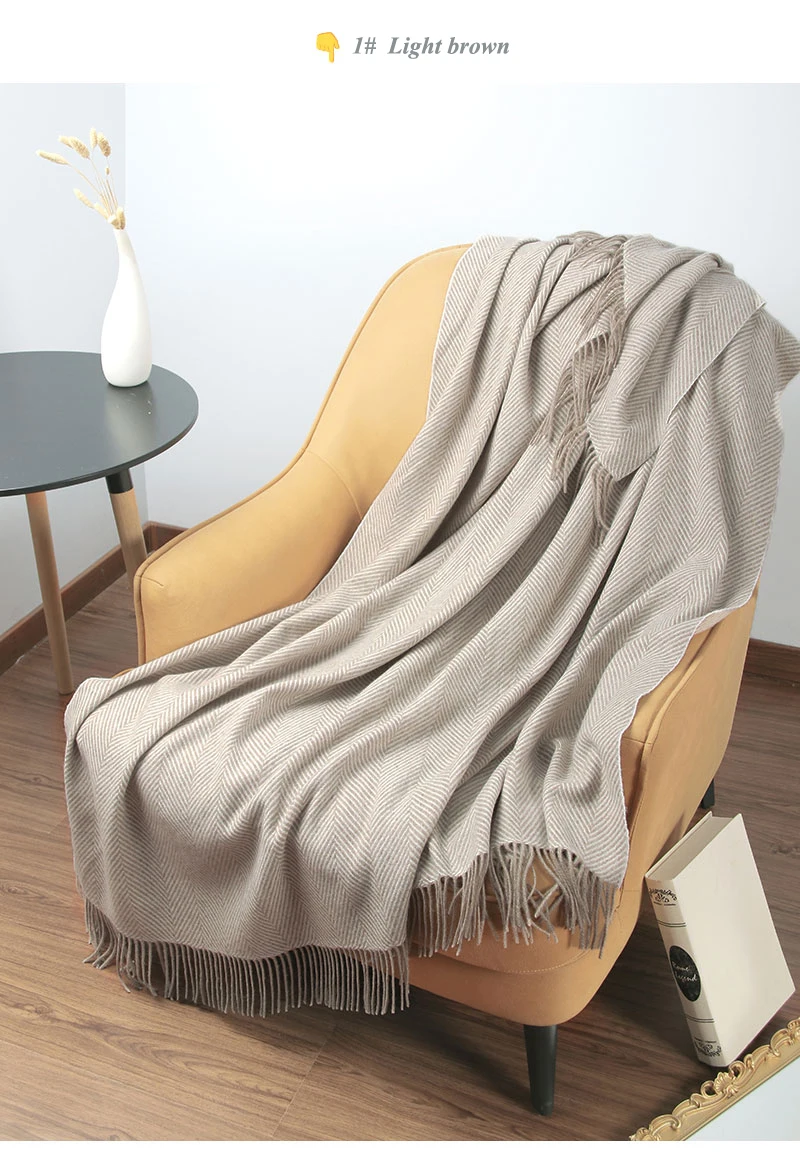 Wolldecke, Schal aus reiner Wolle, Fleece-Strickdecke, weiche Wolldecke, tragbarer, warmer Schal, Schal, Heim- und Autoabdeckung, Dekoration – Detail 12