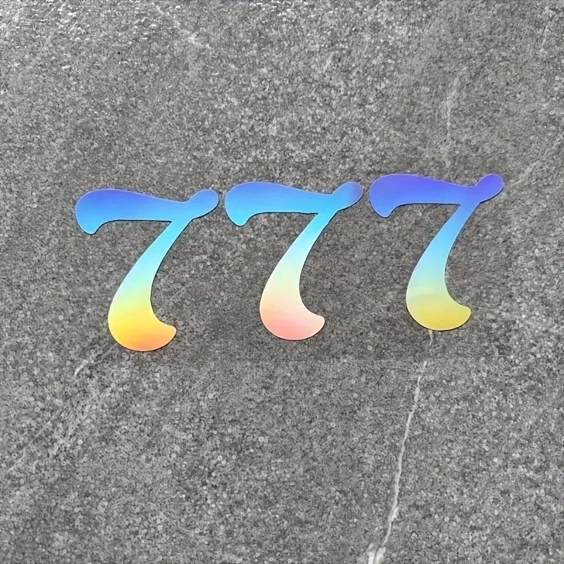 1PC Holographic 777 Numbers Vinyl Car Sticker Set Motorcycle Decal for Vehicle Aesthetic Lucky Decor Upgrade
