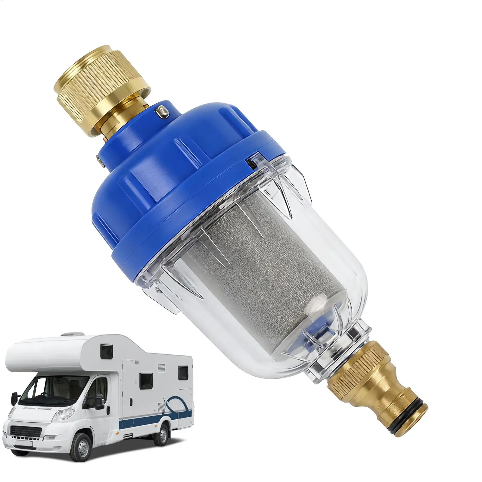 

RV Water Filters Stainless Steel Faucet Purifier RV Accessory Faucet Impurity Water Purifier for Travel Trailer Caravan