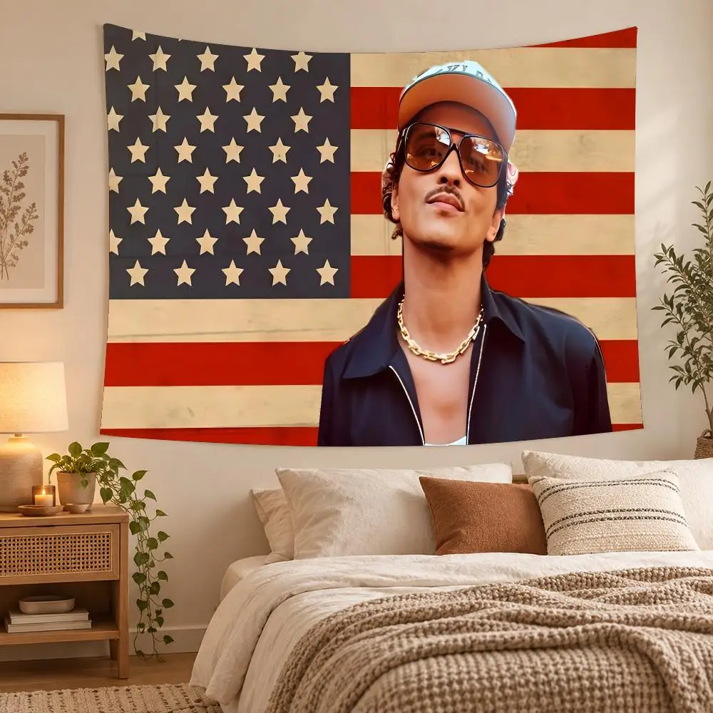 Famous Singer B-Bruno Mars Tapestry Wall Decoration Suitable For Living Room Bedroom Study Party Home Decor Gift