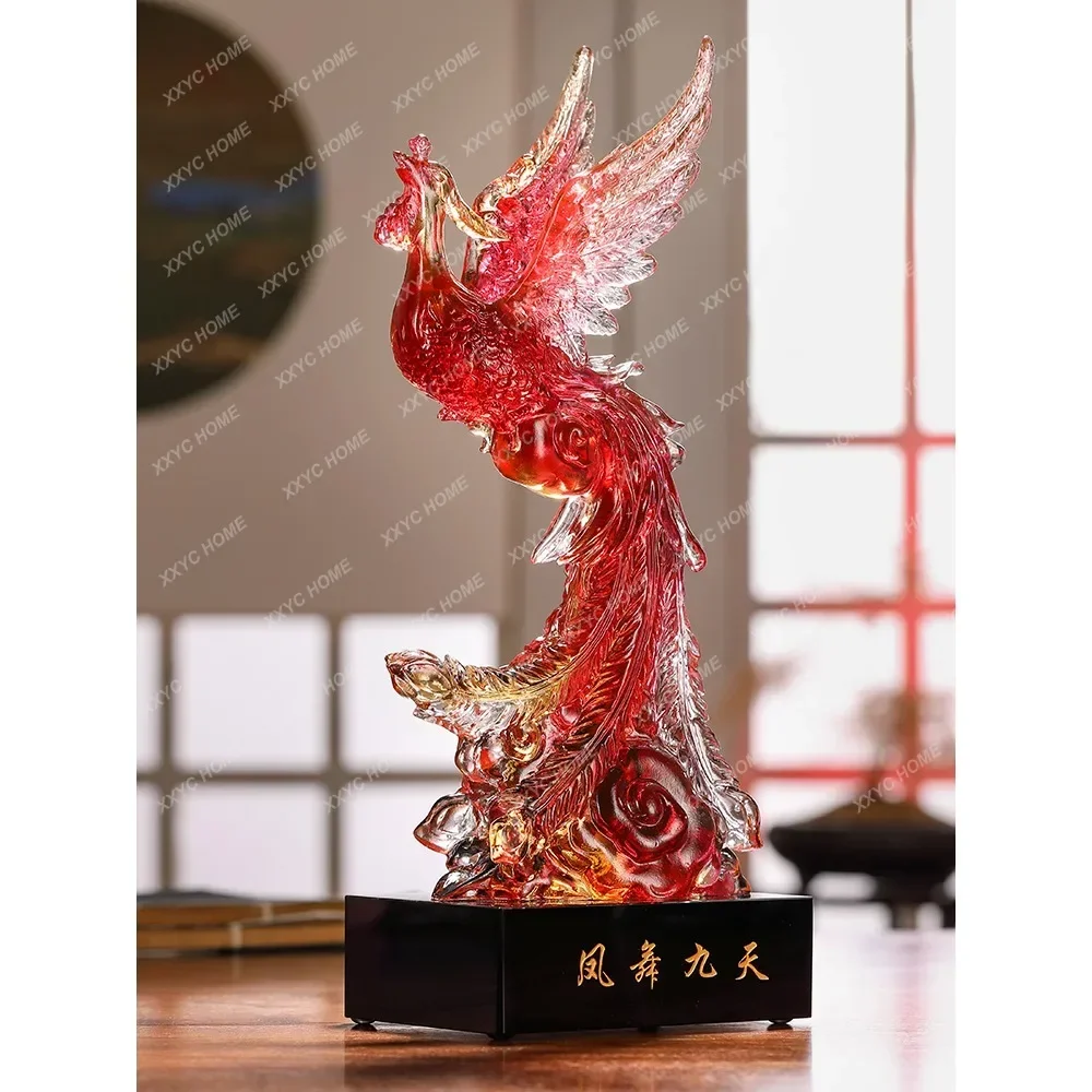 

Glass Craft Phenix Dance in the Sky Phoenix Ornaments Living Room Decorative Ornament