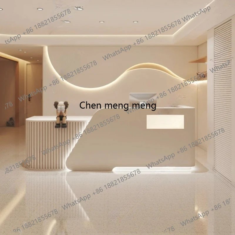 Customized checkout page Arc company reception desk Science and Technology Museum Luminous cream wind advanced cabinet
