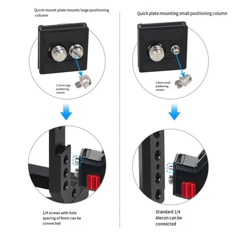 ด้ามจับอเนกประสงค์สำหรับพกพาบนสำหรับถ่ายภาพ1ชุด1/4การขยายตำแหน่ง