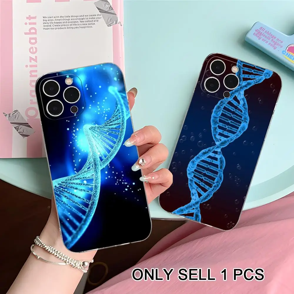 Funda para Teléfono con Diseño de ADN y Neurón para iPhone 17 16 15 14 13 12 11 X XR XS Air Pro Max Plus Mini, Cubierta Transparente de TPU Suave