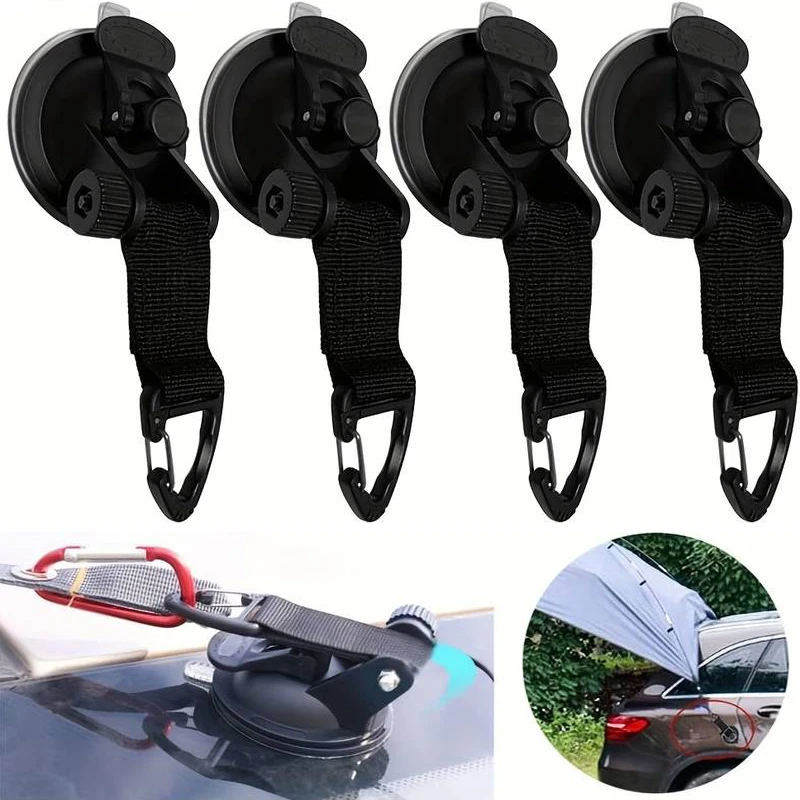 4Pcs Universal Suction Cup Car Anchors Securing Hooks for Caravan Tie down Camping Tarp Side Awning Outdoor Motorhome Accessorie