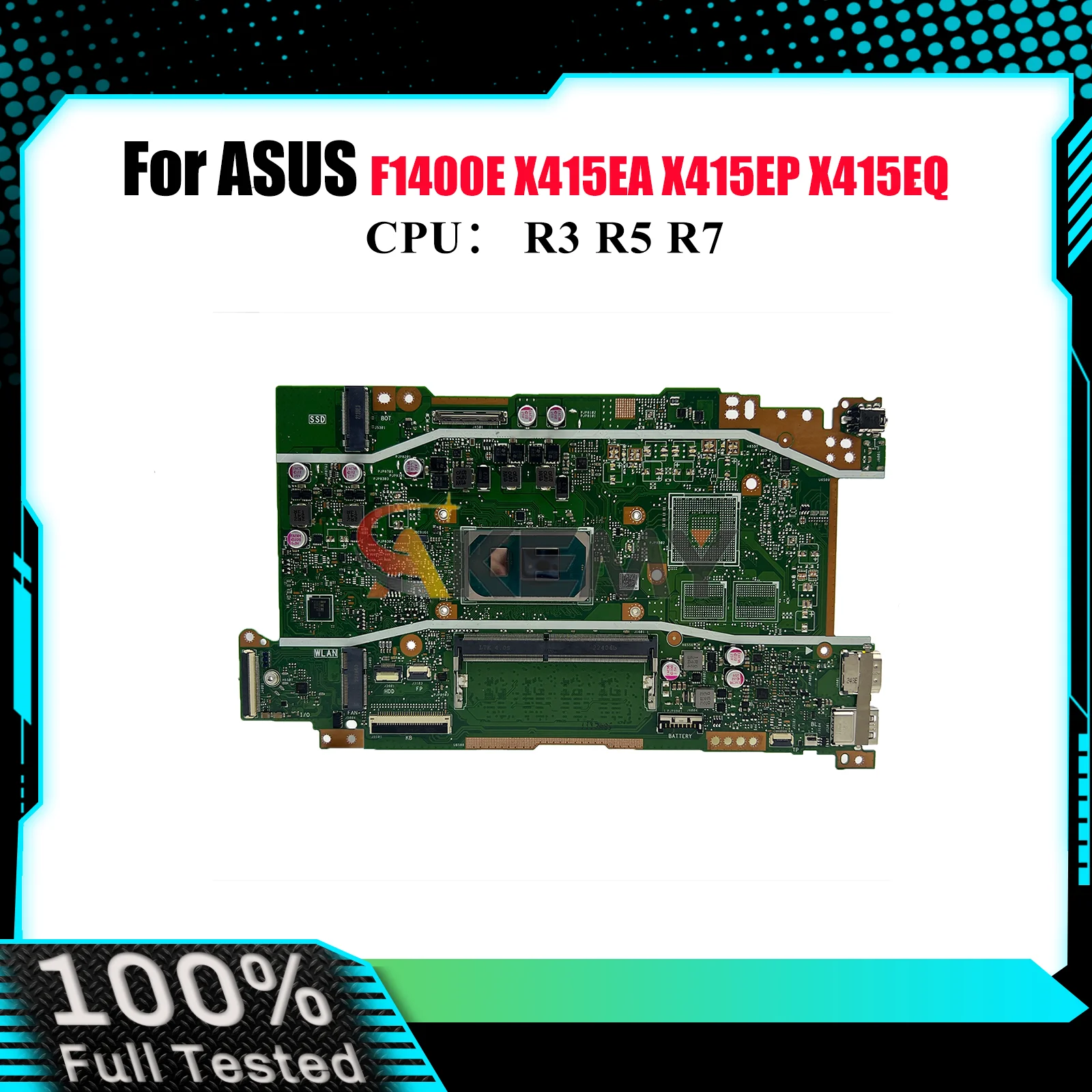 

X415EA Laptop Motherboard For ASUS VivoBook X415EQ F1400E X415EP V5200E X415E V4200E X415EA F1500E Mainboard With R3 R5 R7 CPU