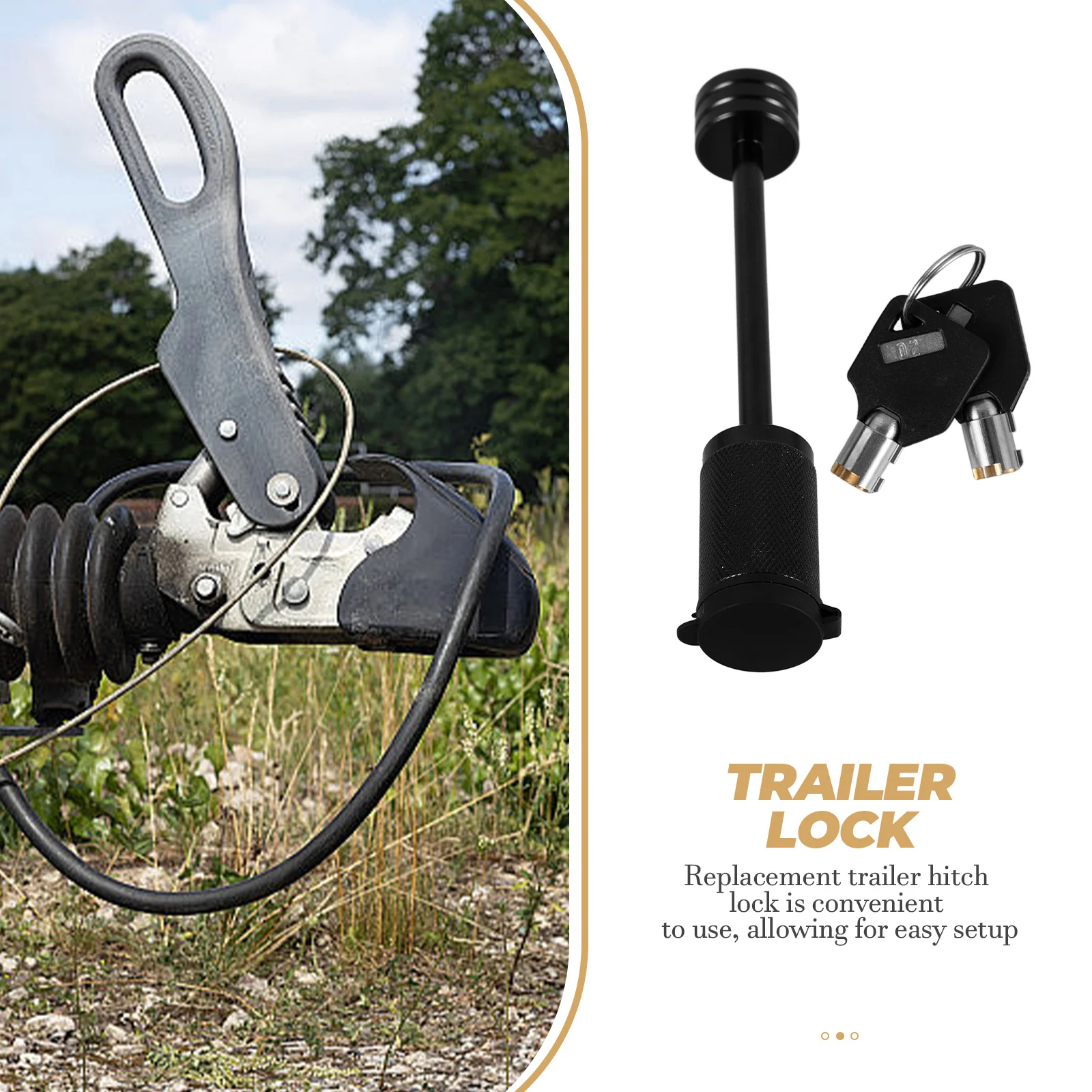 Set Heavy Duty Receiver High-Strength Replacement For Most Trailers Set Receiver Hitch Trailer Lock With Key Trailer Parts Hitch