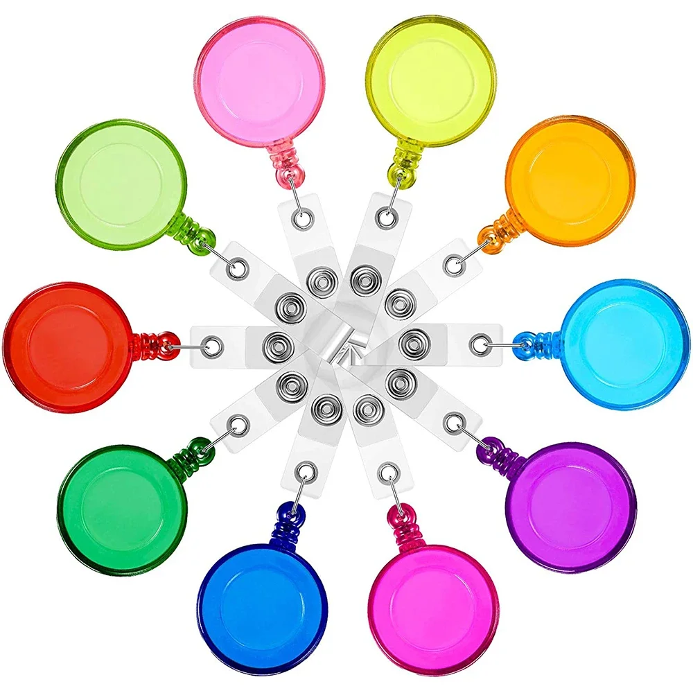 

Colorful 10pcs Lot Clear Retractable ID Badge Holder Clip for Nurse Reel with Alligator Clips