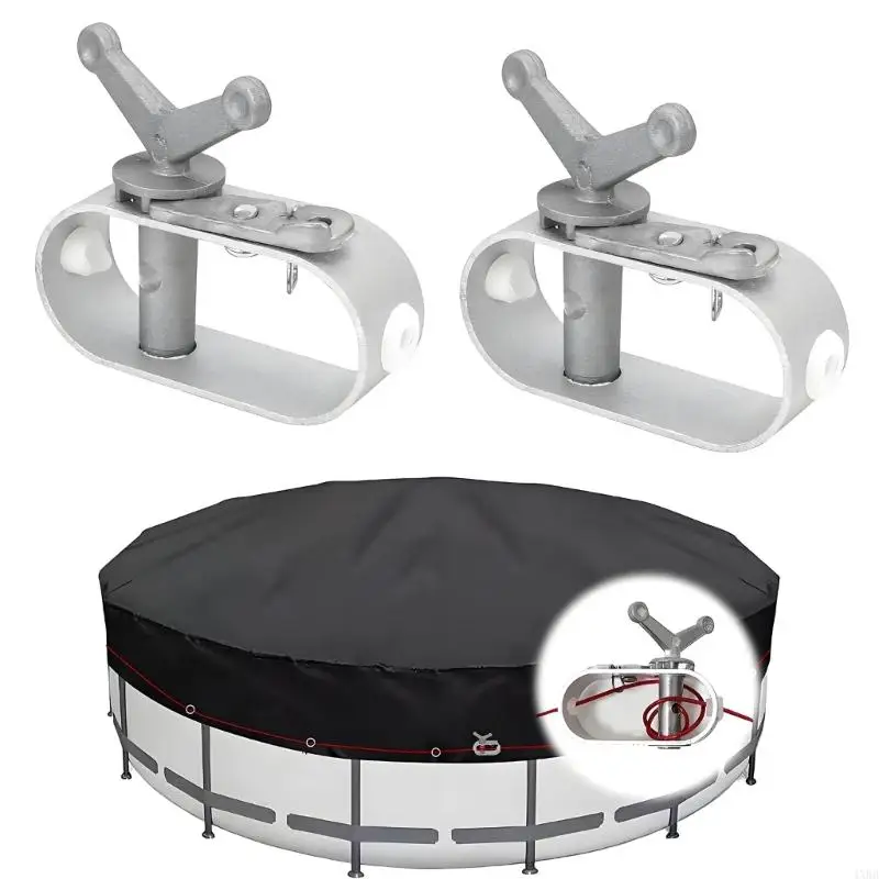 Pool Cover Line Holder Clip for Above Ground Pools, Aluminum Clamp Design Set of 2 for Securing Cover Position in Backyard