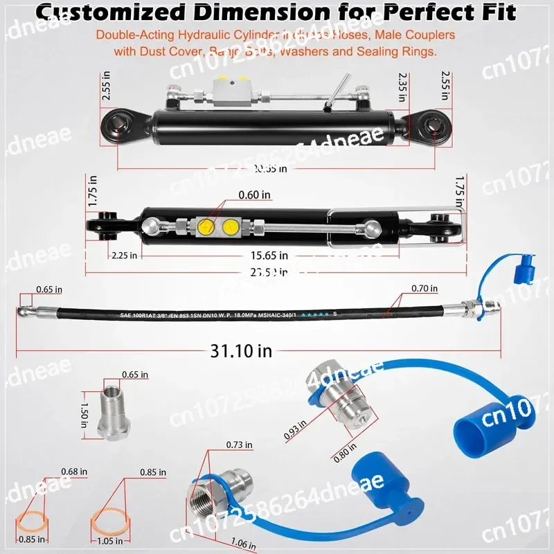 SPH320033 وصلة هيدروليكية علوية كات. 1-1 مع كتلة القفل 20 7/8 بوصة - 31 7/8 بوصة مع خرطوم 2 ×، أسطوانة هيدروليكية لصمام الاختيار في اتجاهين #2