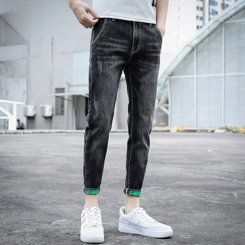 

Мужские джинсы Romon Slim Fit: летняя новинка, зауженный крой, длина 7/8, повседневные брюки-конусы, модный бренд, хлопковый деним