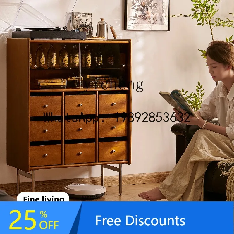 

X1 solid wood cherry wood antique style nine chest cabinet living room display rack dining side storage locker home decor