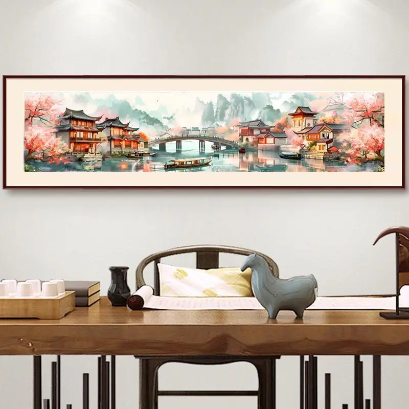 Jiangnan beautiful scenery 11CT DIY Chinese Kits Embroidery Pattern Printed Stampe Cross Stitch Cotton-thread Landscape Handmade