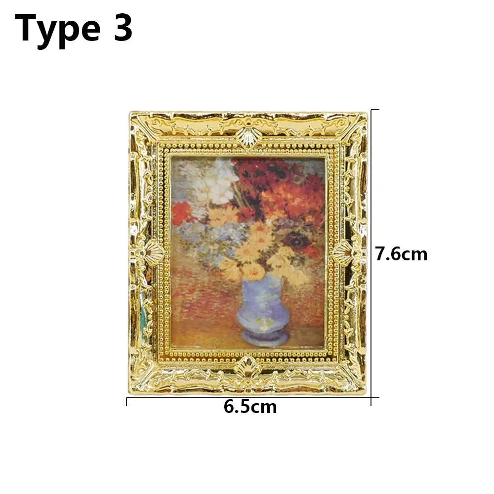 

Dollhouse Ornament Accessories Vintage Framed Photos Miniature Oil Painting Mini Picture 1:12 Scale