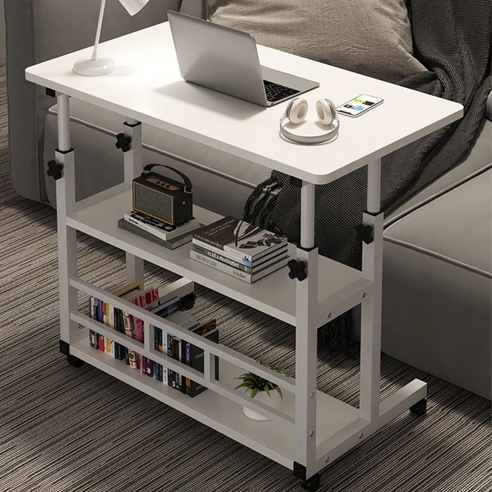 Height Adjustable Laptop Side Table Portable Table Wheels Dormitory Simple Bed Computer Bedroom Movable Office Simple Sidetable