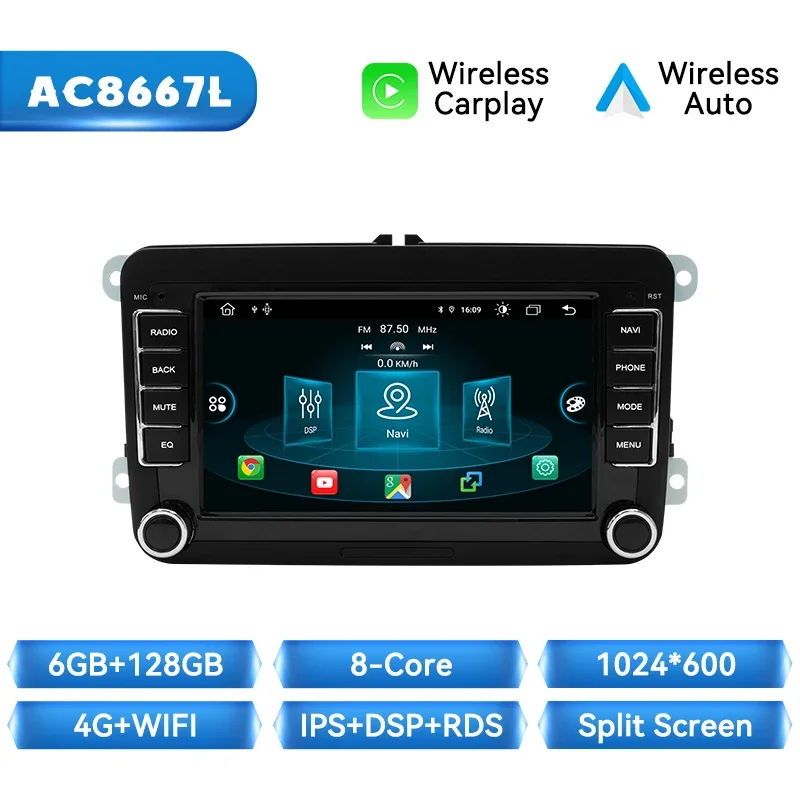 Xonrich Draadloze Carplay Auto Radio Voor Volkswagen Vw Passat B6 B7 Cc Tiguan Touran Golf Polo 128Gb Multimedia Gps 2din Autoradio