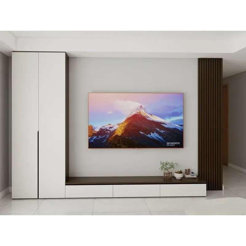 Luxury Solid Wood Wall Mounted TV Cabinet for Living Room Customizable Size and Color Plywood Structure High Value Storage