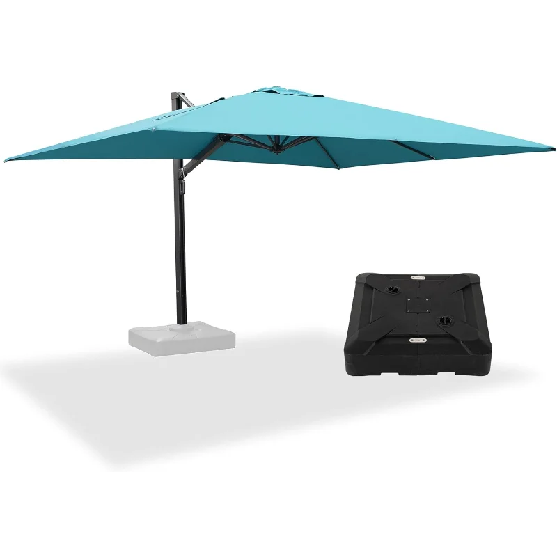 

PURPLE LEAF 10' X 13' Rectangle Patio Umbrella with Base Large Windproof Offset Hanging Outdoor Umbrella Cantilever Umbrella