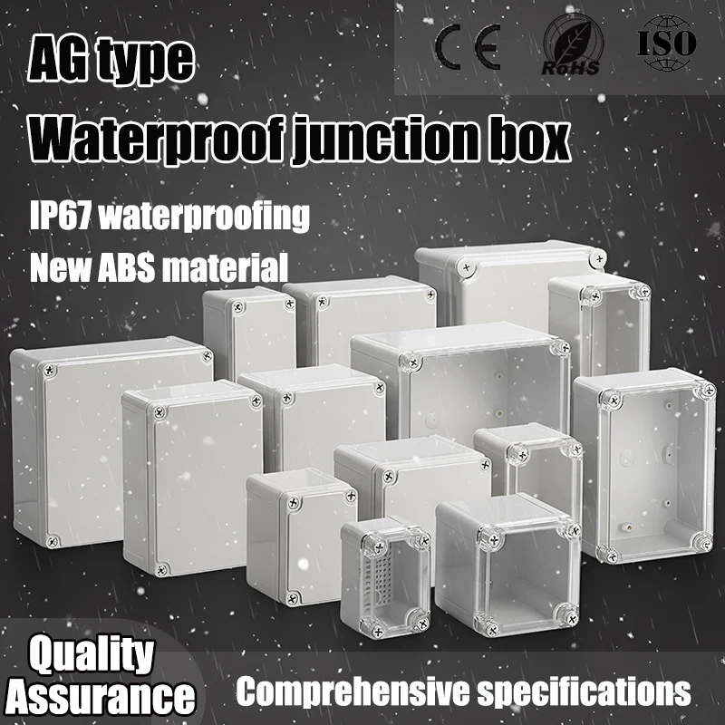 Outdoor waterproof junction box with IP67 rating for monitoring power distribution box, sealed with ABS plastic box