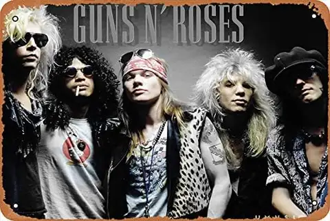 NIUMOWANG Guns N' Roses | Slash & Axl Rose Music Tin Poster 12 X 8 Inches 1pc sign