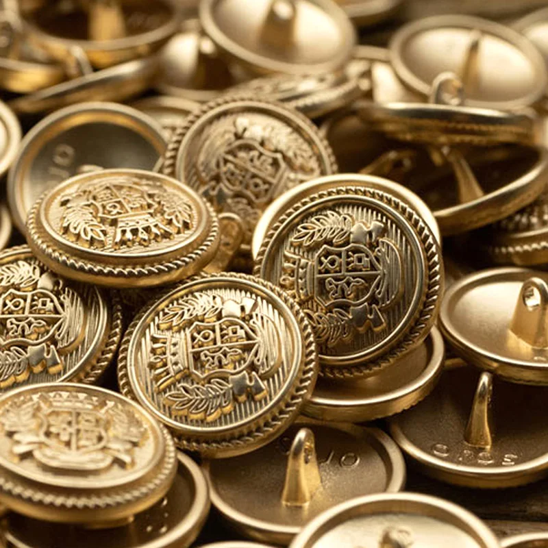 10Pcs Metal Buttons Crown Pattern Golden Buttons British Vintage College Style Suit Buttons Hand-stitched Coat Clothes Buttons