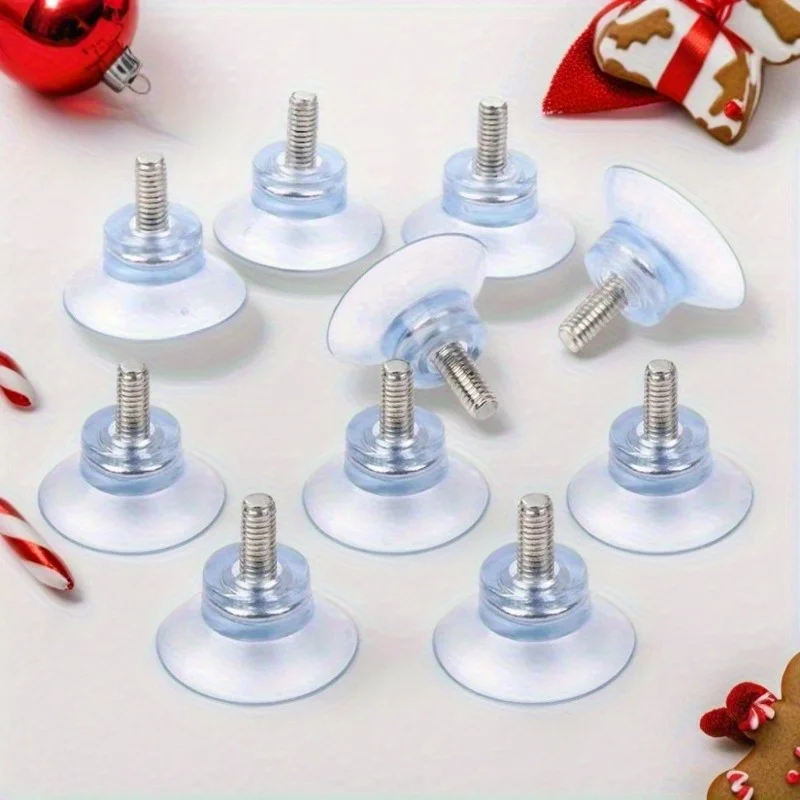 M6 Screw Rubber Suction Cups, 3.51cm Transparent with Metal Screws - Ideal for Glass Table Top Replacement & Holiday Decorations
