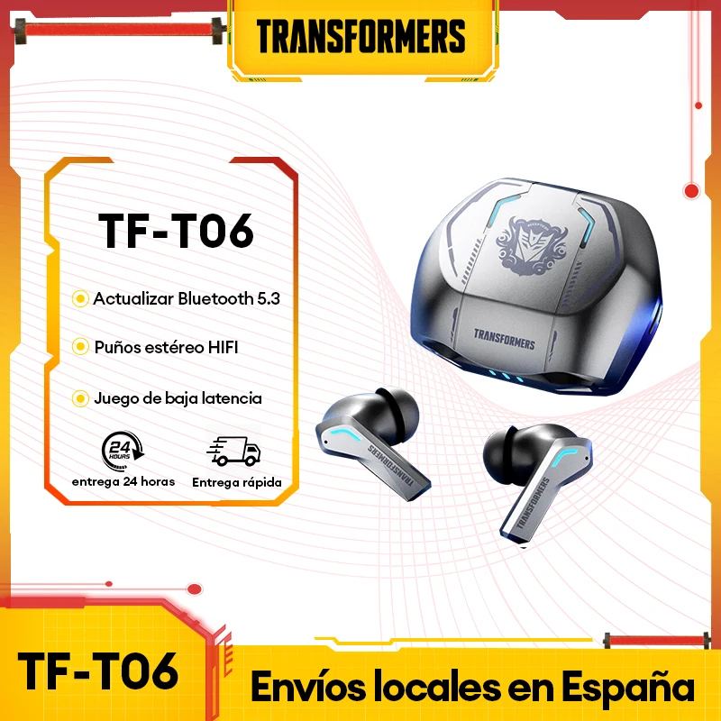 ES-delivery Choice TRANSFORMERS TF-T06 Wireless Gaming Earphones Bluetooth V5.3 Noise Reduction Headphones Gaming Music Earbuds