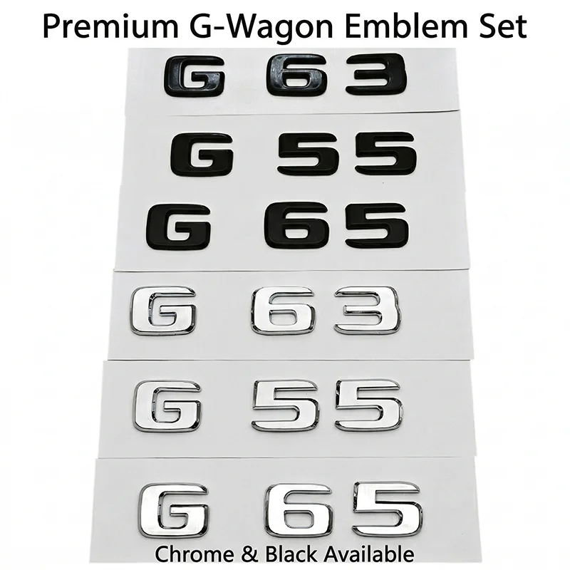 3D Car Rear Trunk Letters Emblem G63 G55 G65 Badge Logo Sticker For Mercedes Benz G Class W463 AMG Styling Accessories Black