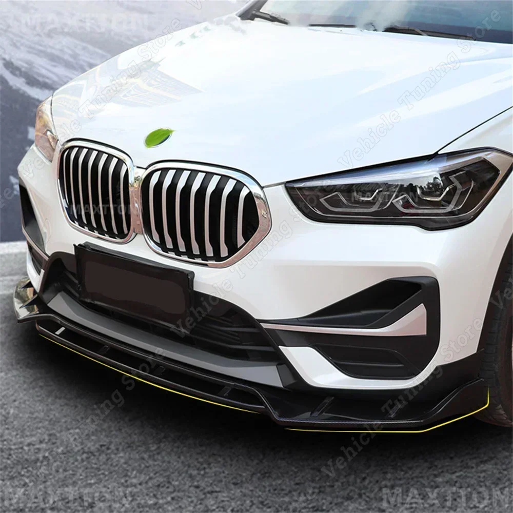 4PCS ABS Car Front Bumper Spoiler Splitter Lip Diffuser Chin Bumper Body Kits For BMW X1 F48 2015-2022 Gloss Black Tuning