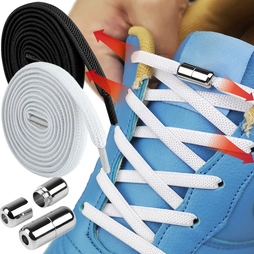 

Elastic No Ties Lock Shoelaces SneakersShoelace Tie Free Shoe Lazy Laces Capsule Metal Lock Quick Shoe Strings for Adult Kids