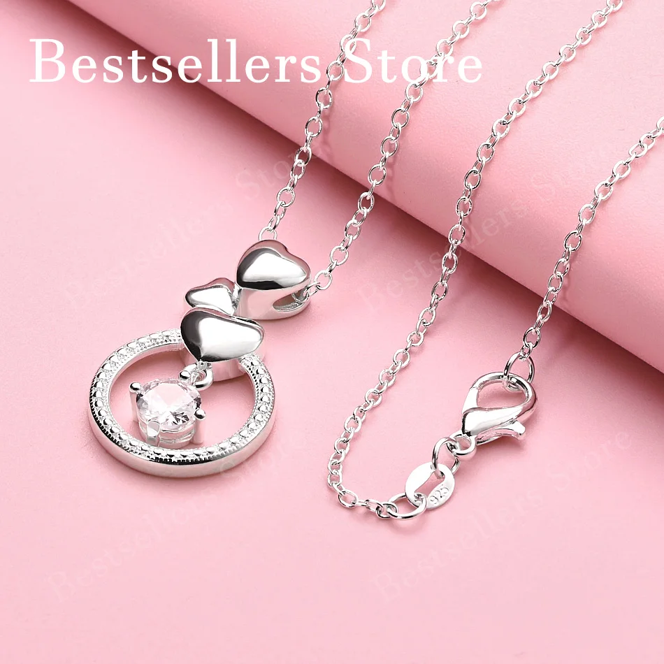 

925 sterling silver 16-30 inch exquisite heart-shaped zircon pendant necklace for women's fashion wedding accessories jewelry