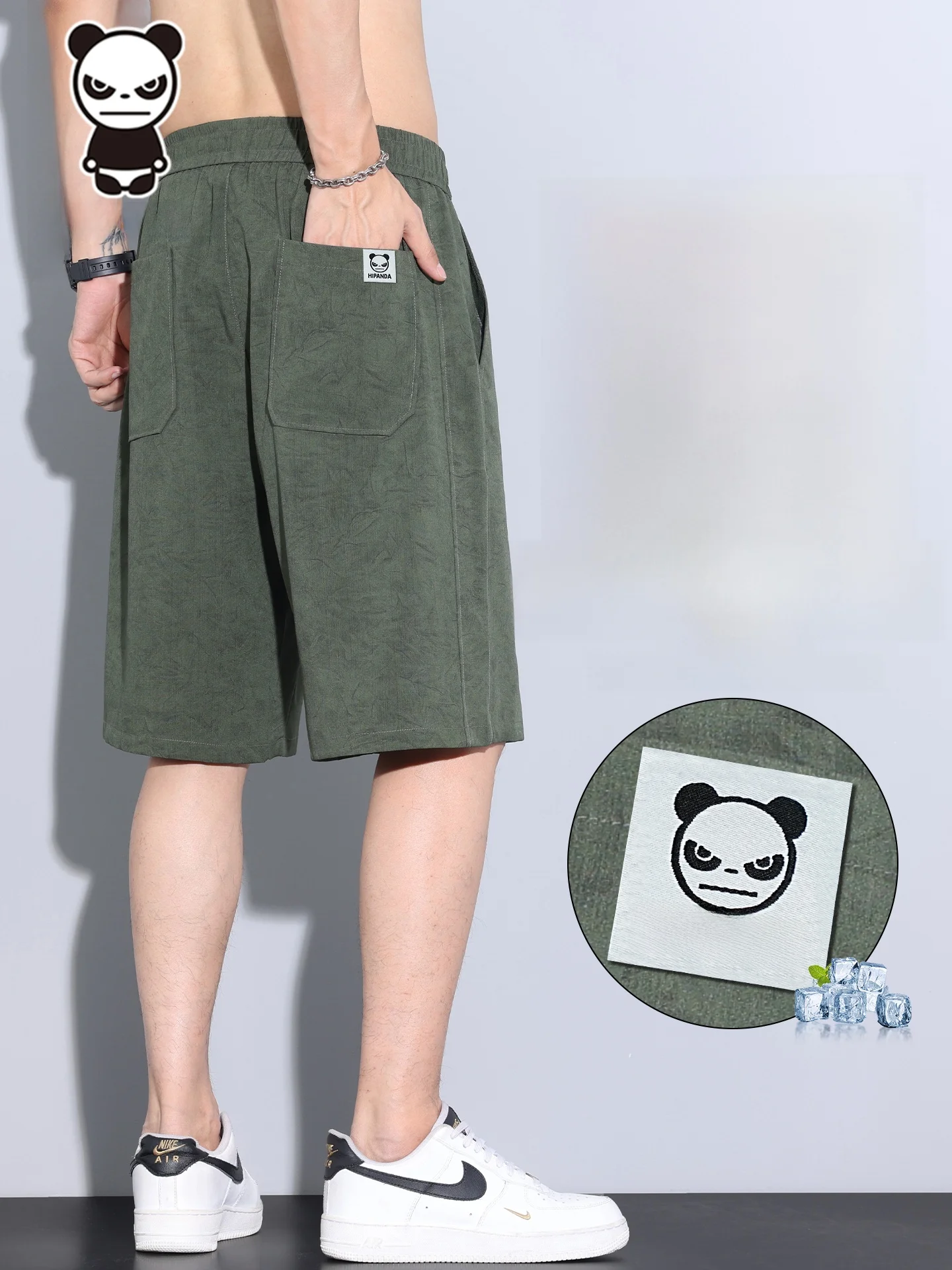 

Hipanda Ice Silk Qui Dry orts Men's Summer Thin Casual Loose Five-Quarter Length Beach Pants Polyester Spandex Blend