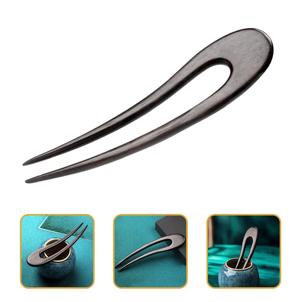 

Wooden Hair Fork Elegant U-Shaped Bun Holder Retro Chinese Style Hairpin for Women Vintage Hair Stick Decoration Accessories
