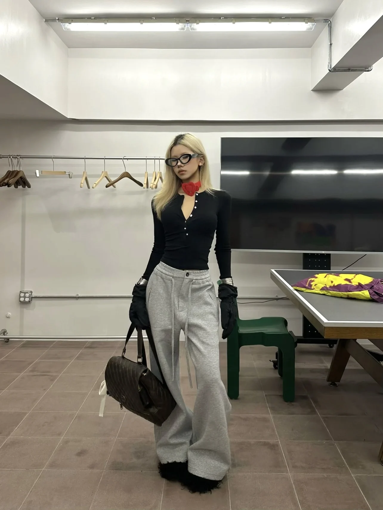 

TheLike Autumn Winter ey Basic Dstring Design Lazy Sle Casual Slim Wide Leg Sport Sweatpants Women Low Waist Long Pants