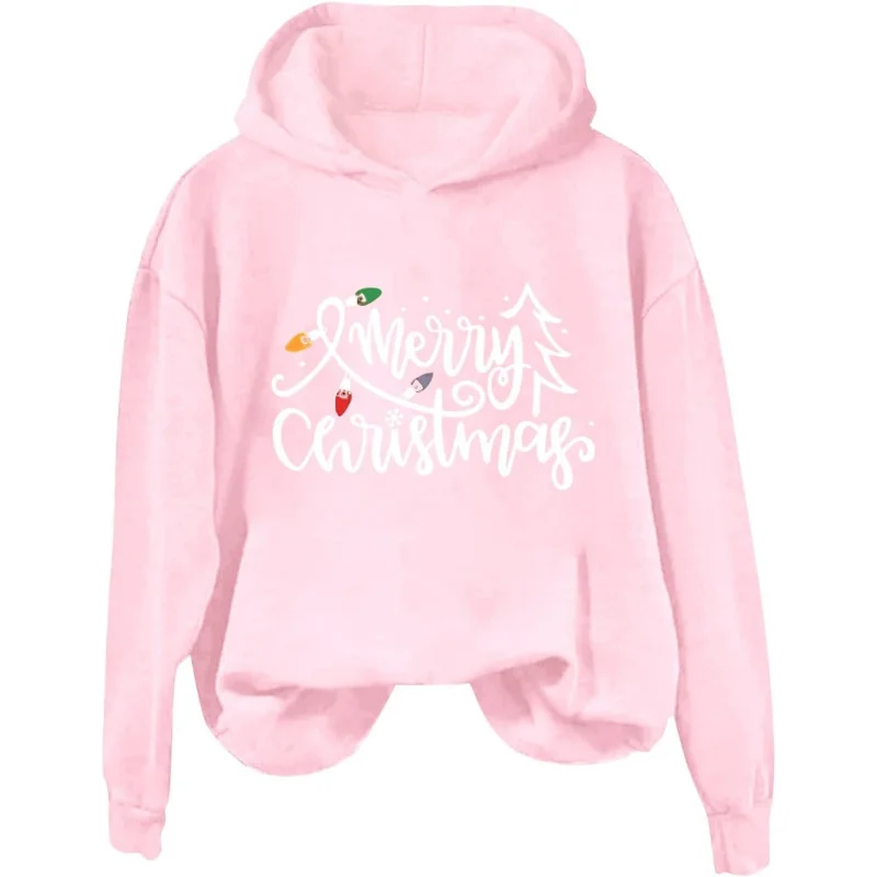 Women's long sleeved pullover, Christmas casual cute printed sportswear