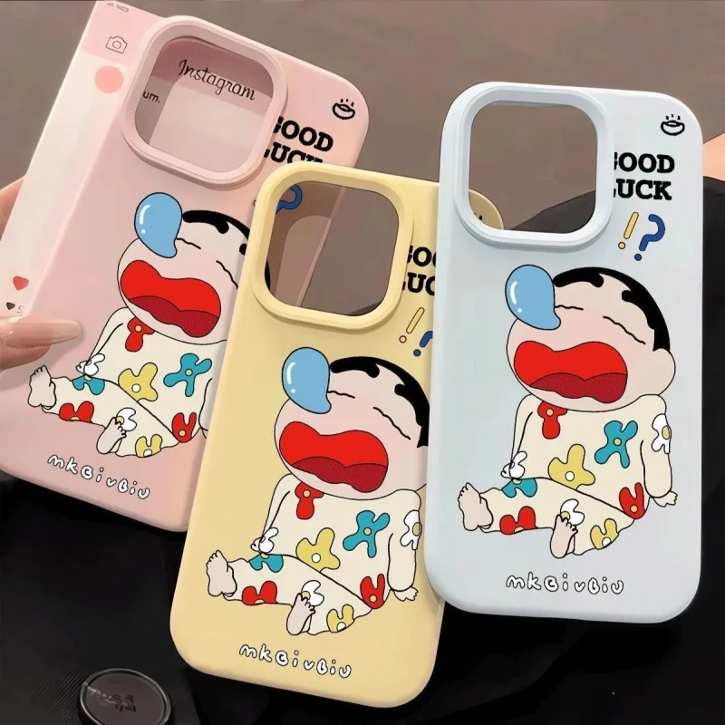 مضحك الكرتون لطيف الشخير الشخير تلوين شين تشان منامة جراب هاتف آيفون 11 12 13 14 15 16 17 برو ماكس سيليكون الغطاء الخلفي #1