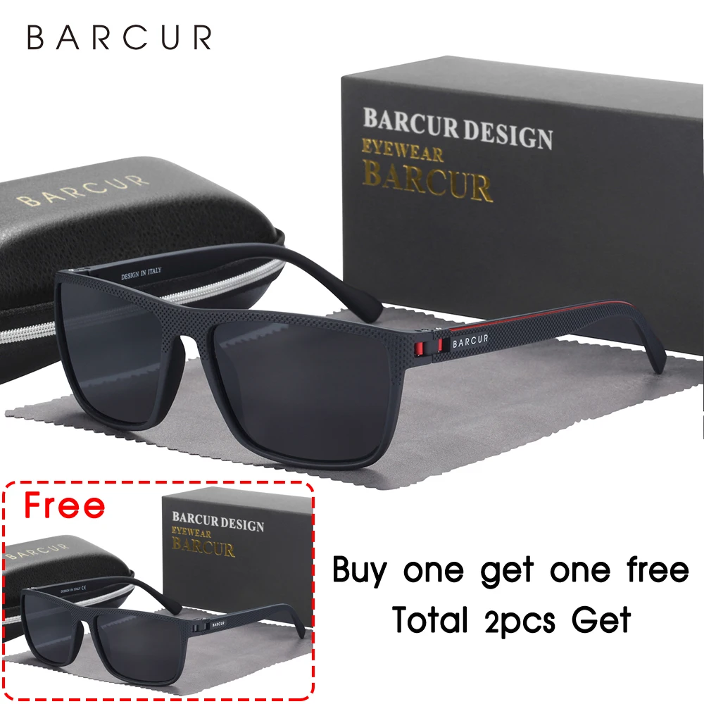 BARCUR Ontwerp TR90 Zonnebril Heren Gepolariseerde Lichtgewicht Sportzonnebril Dames Brillen Accessoire Oculos UVAB Bescherming