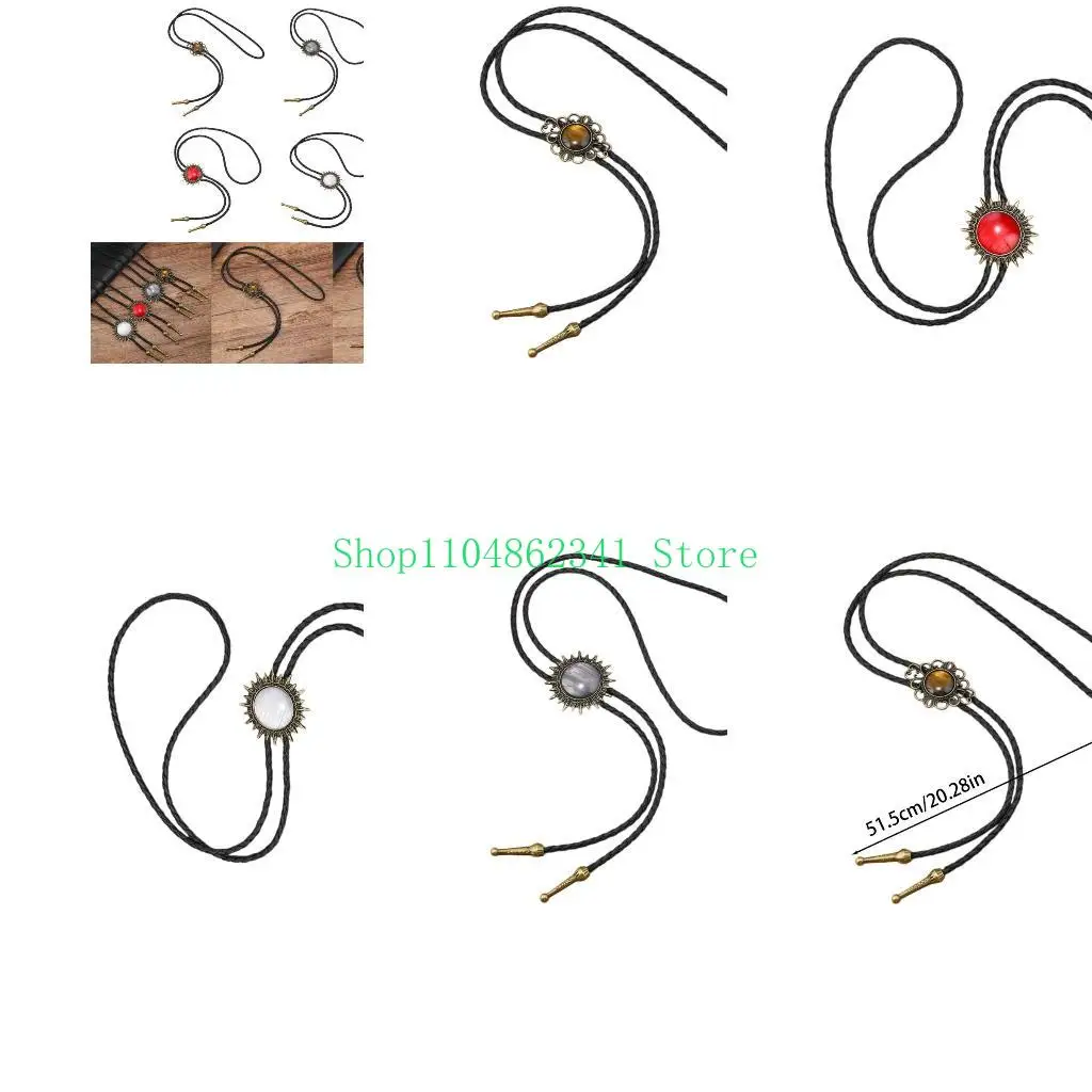 5asd Western Vòng cổ đá quý mặt dây chuyền Bolo Tie cho các quý ông Áo sơ mi Descors