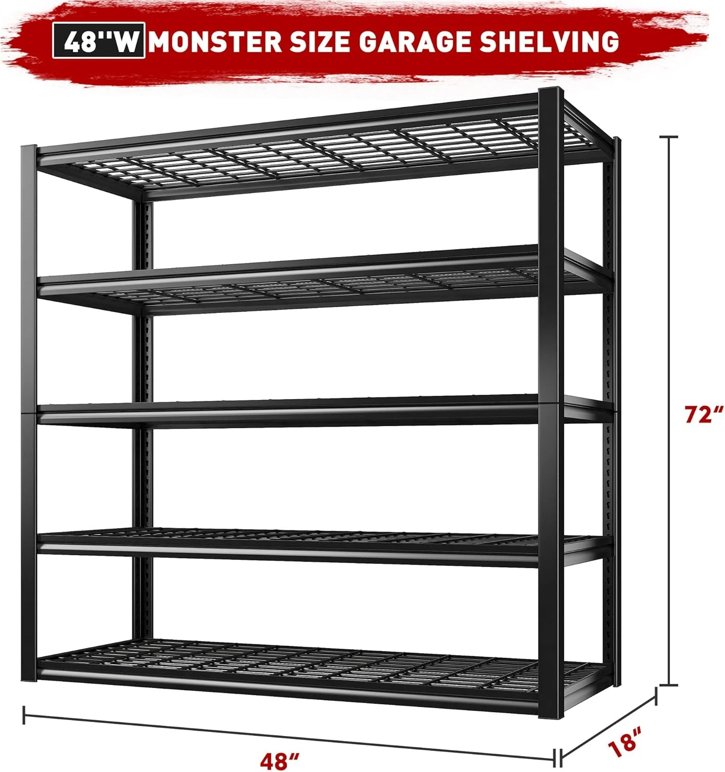 Garage Shelving 5 Tier Garage Storage Shelves 2500LBS Metal Storage Shelves Heavy Duty Shelving Storage Shelving Unit for Wareho