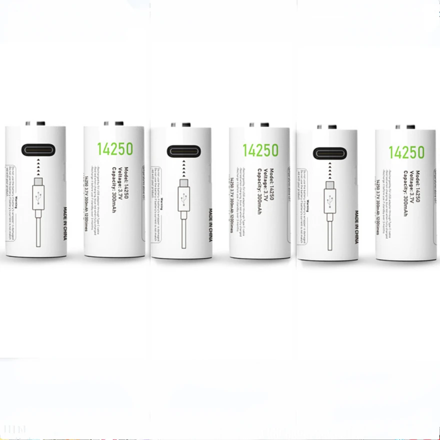 6pcs/lot 14250 Rechargeable Lithium Battery 300mAh USB Rechargeable Battery 1/2AA 3.6V PLC Electronic Equipment Lithium Battery