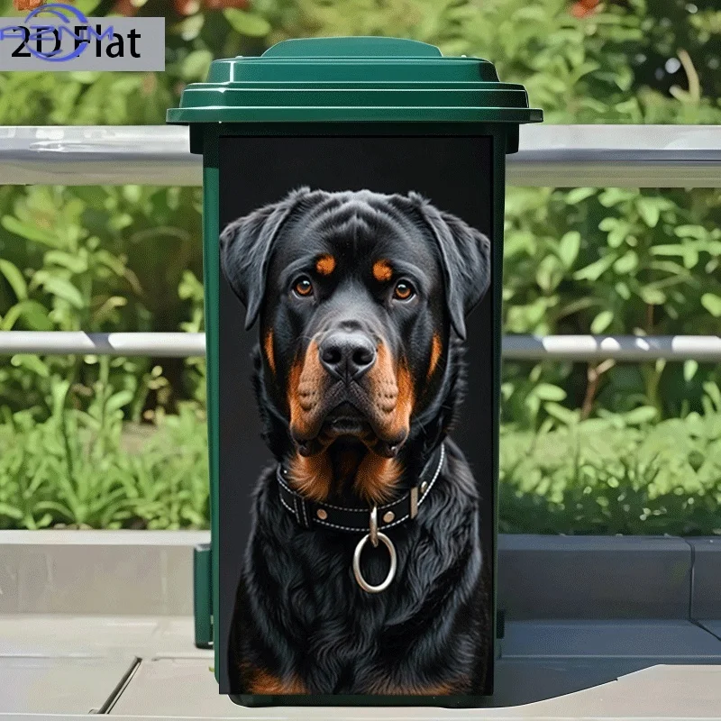 Trash Can Sticker Loyal Rottweiler Theme Design Wall Sticker Decorative Self-Adhesive Wallpaper Kitchen Trash Can Decoration
