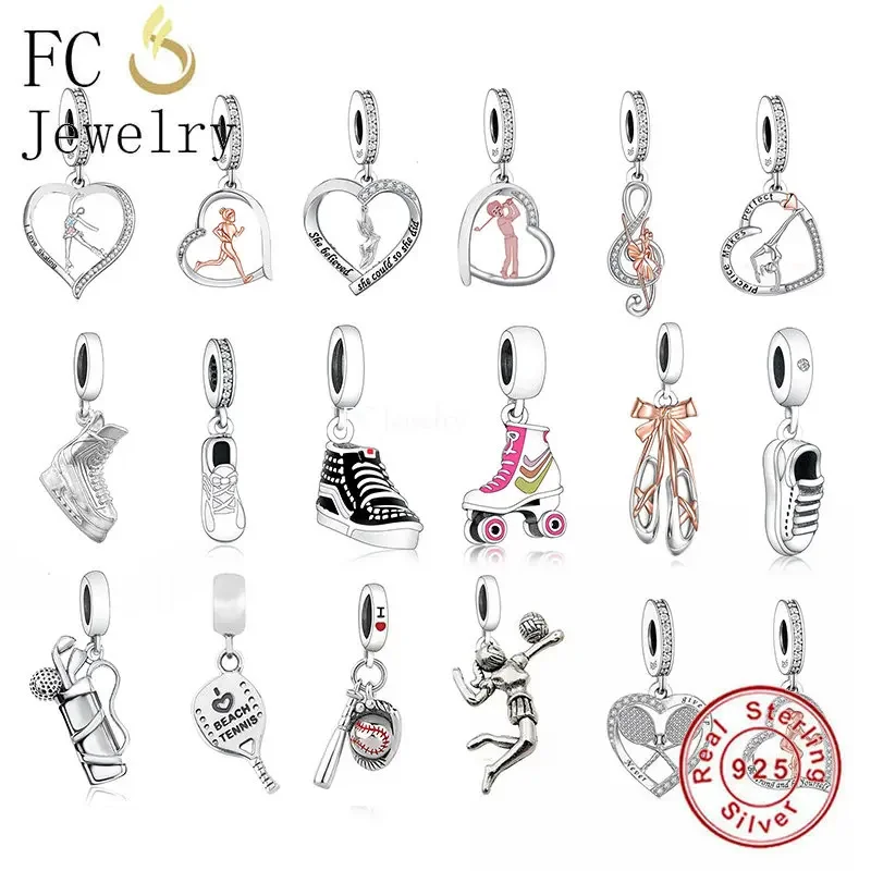 FC Jewelry Fit Original Pan Charms Bracelet 925 Silver Run Shoes Tennis Golf Volleyball Ballet Pendant Bead For Making Berloque