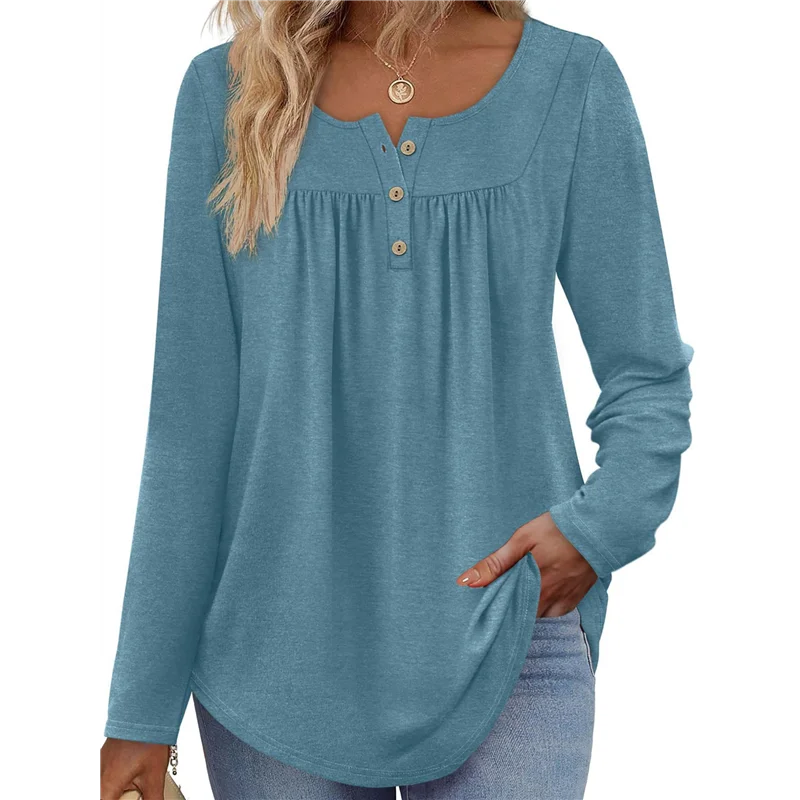 

ABP-Рубашки с длинными рукавами для женщин, осенние наряды, повседневные туники с круглым вырезом, топы, модные блузки, модная одежда