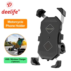 Deelife Motorcycle Phone Holder for Motorbike Mobile Stand Moto Smartphone Mount Motocycle Cellphone Support Wireless Charging