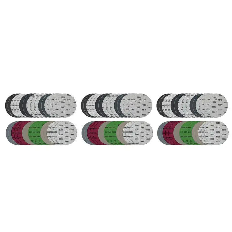 ABKS-90Pcs 5-Inch Sanding Disc Sets, Hook&Loop 5-Inch 8-Hole Combination (800/1000/1500/2000/3000/5000) Sandpaper