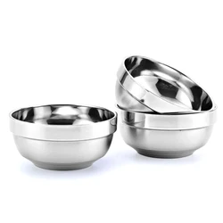 Anti Scalding Bowls Stainless Steel Double-layer Thick Durable Soup Rice Bowls Kindergarten Children's Canteen Bowl