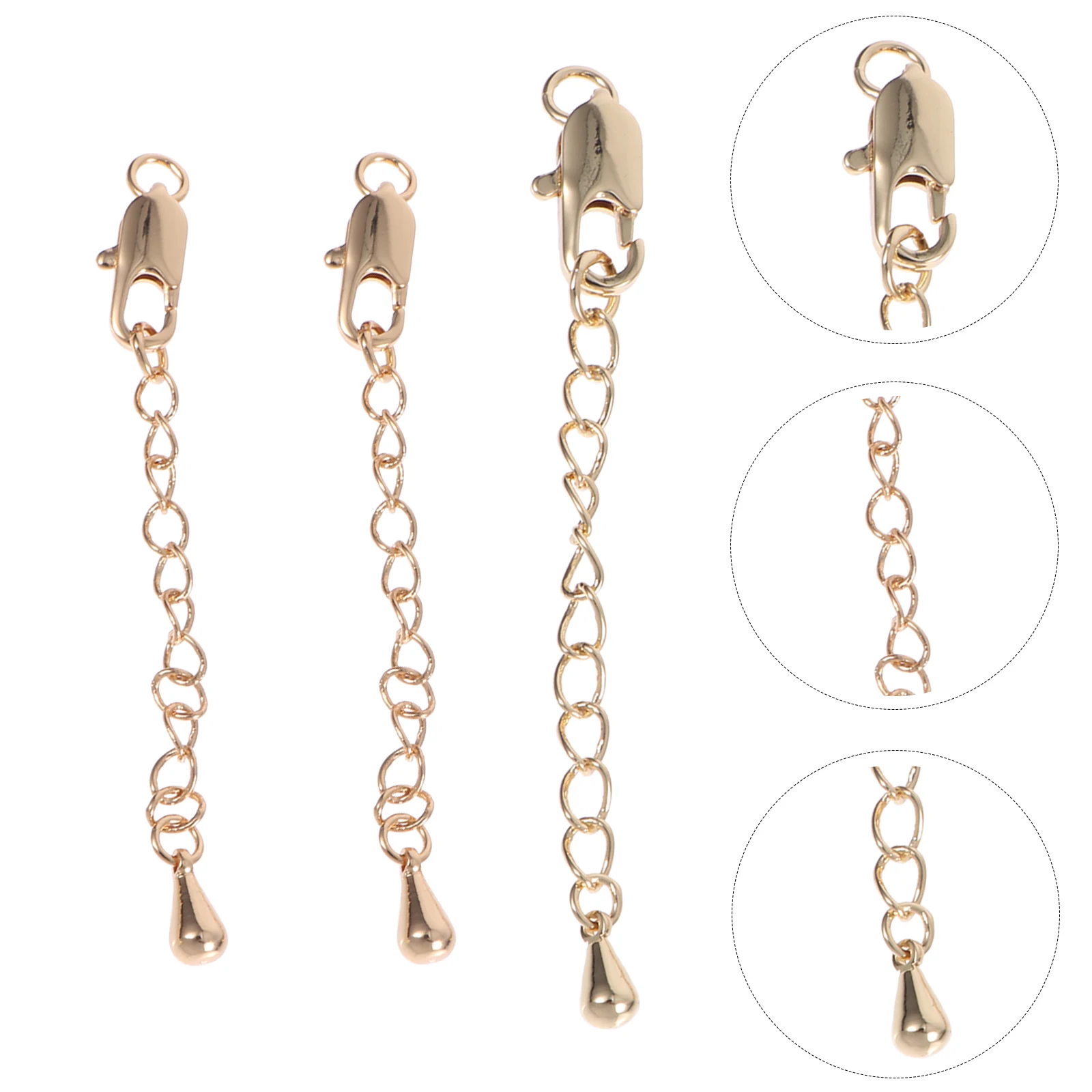 DIY 목걸이 팔찌 쥬얼리에 대한 3PCS 긴 직사각형 걸쇠 익스텐더 체인 합금 랍스터 버클 링크 내구성 쉬운 보관 운반