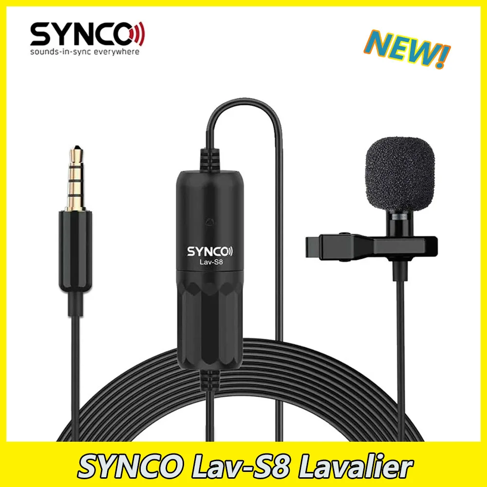 Микрофон SYNCO LAV-S8 Lavalier, проводной аудио конденсатор, микрофон с шумовой обработкой для сотового телефона, ПК